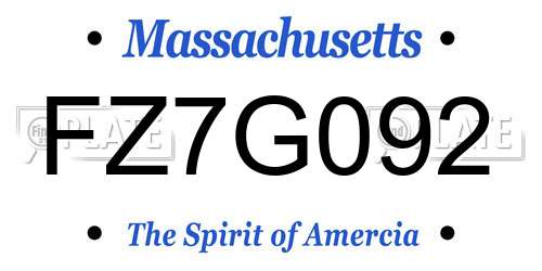 FZ7G092 Massachusetts License Plate