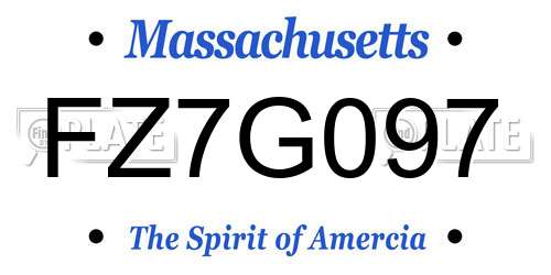 FZ7G097 Massachusetts License Plate