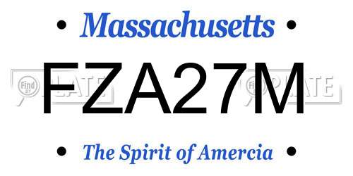 FZA27M Massachusetts License Plate