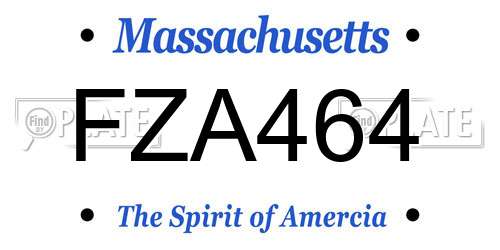 FZA464 Massachusetts License Plate