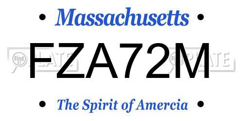 FZA72M Massachusetts License Plate