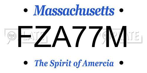 FZA77M Massachusetts License Plate