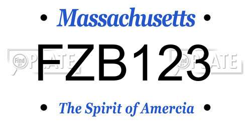 FZB123 Massachusetts License Plate