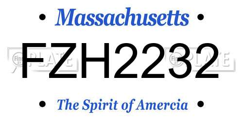 FZH2232 Massachusetts License Plate