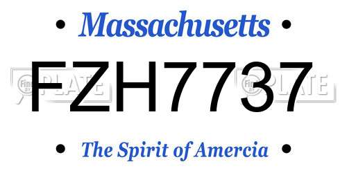 FZH7737 Massachusetts License Plate