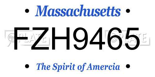 FZH9465 Massachusetts License Plate
