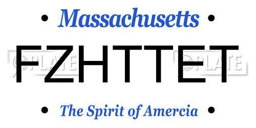 FZHTTET Massachusetts License Plate