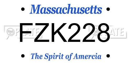 FZK228 Massachusetts License Plate