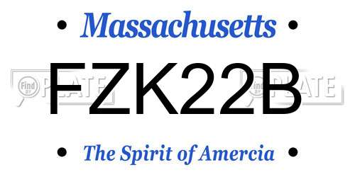 FZK22B Massachusetts License Plate