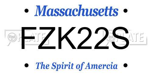 FZK22S Massachusetts License Plate
