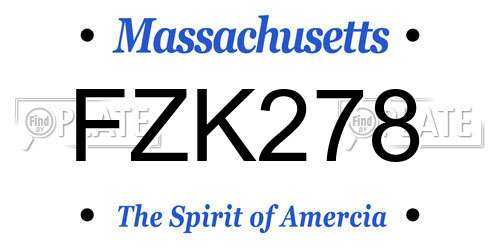 FZK278 Massachusetts License Plate