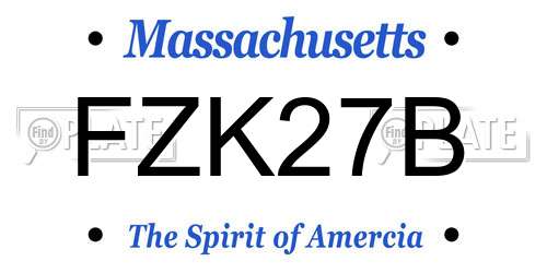 FZK27B Massachusetts License Plate