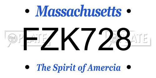 FZK728 Massachusetts License Plate