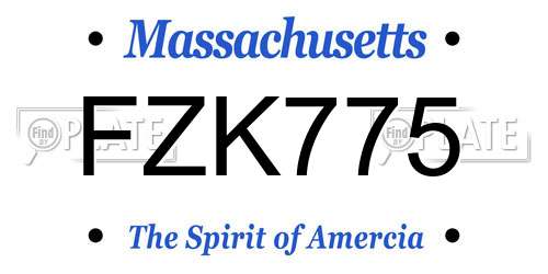FZK775 Massachusetts License Plate
