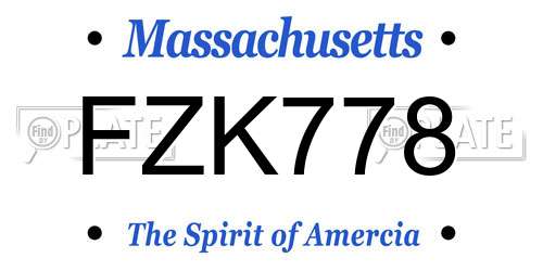 FZK778 Massachusetts License Plate
