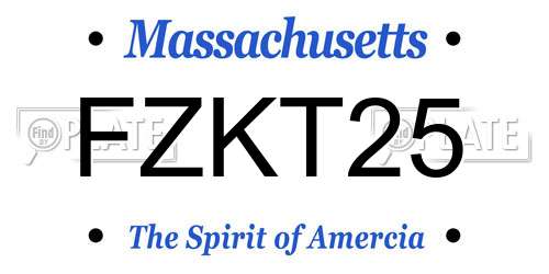 FZKT25 Massachusetts License Plate