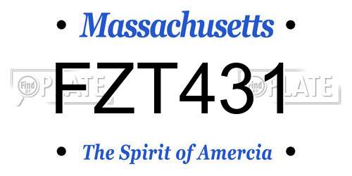FZT431 Massachusetts License Plate