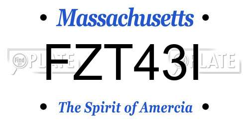 FZT43I Massachusetts License Plate