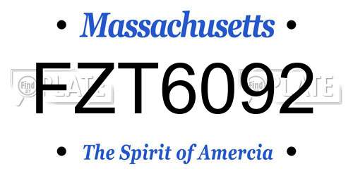 FZT6092 Massachusetts License Plate