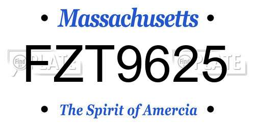 FZT9625 Massachusetts License Plate
