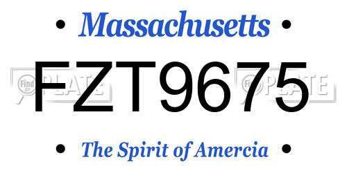 FZT9675 Massachusetts License Plate