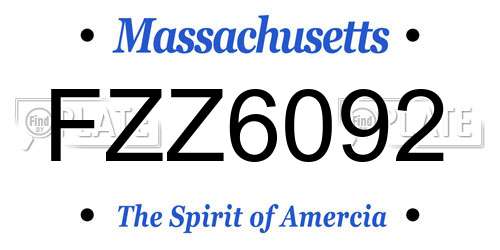 FZZ6092 Massachusetts License Plate