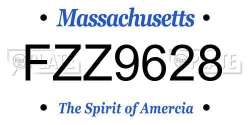 FZZ9628 Massachusetts License Plate