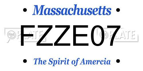 FZZE07 Massachusetts License Plate