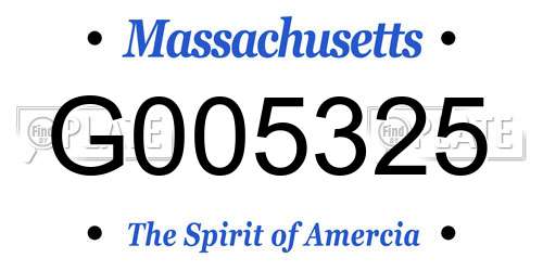 G005325 Massachusetts License Plate