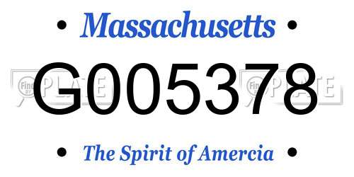 G005378 Massachusetts License Plate