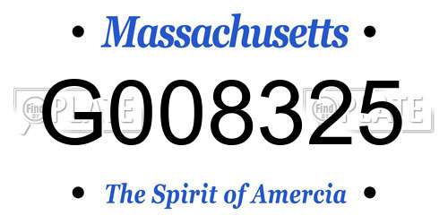 G008325 Massachusetts License Plate
