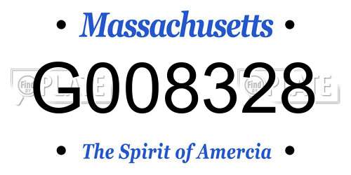 G008328 Massachusetts License Plate