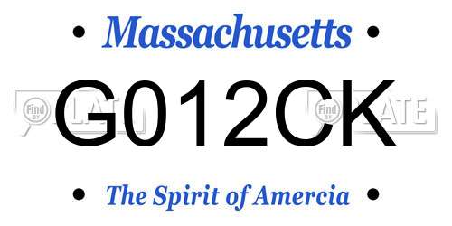 G012CK Massachusetts License Plate