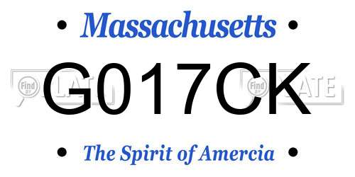 G017CK Massachusetts License Plate