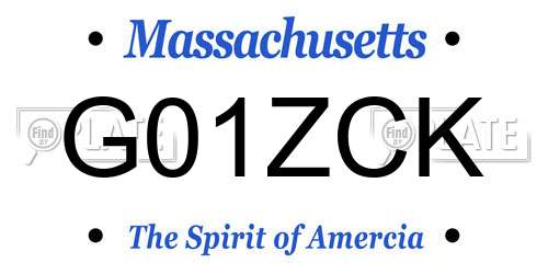 G01ZCK Massachusetts License Plate