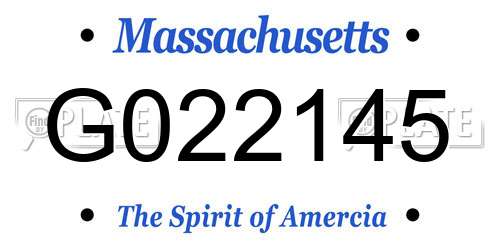G022145 Massachusetts License Plate