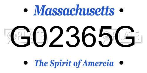 G02365G Massachusetts License Plate