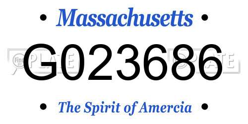 G023686 Massachusetts License Plate