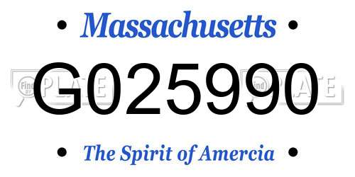 G025990 Massachusetts License Plate