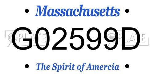 G02599D Massachusetts License Plate