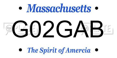 G02GAB Massachusetts License Plate