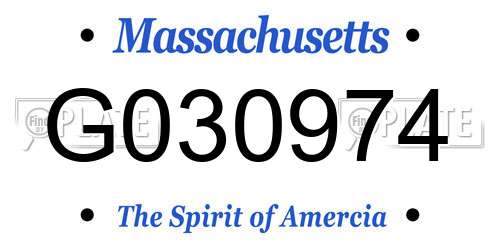 G030974 Massachusetts License Plate