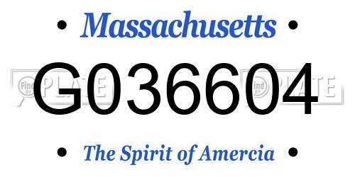 G036604 Massachusetts License Plate