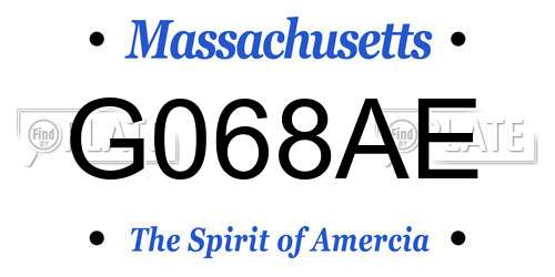G068AE Massachusetts License Plate