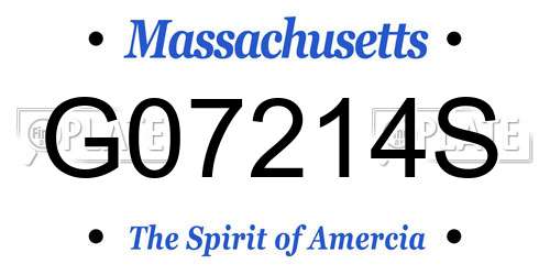 G07214S Massachusetts License Plate