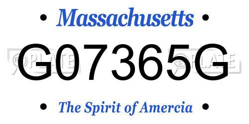 G07365G Massachusetts License Plate