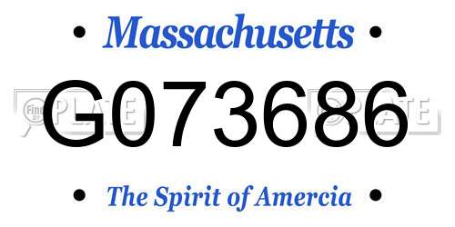 G073686 Massachusetts License Plate
