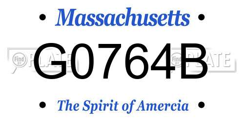 G0764B Massachusetts License Plate
