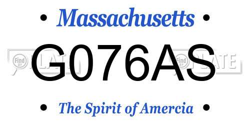 G076AS Massachusetts License Plate