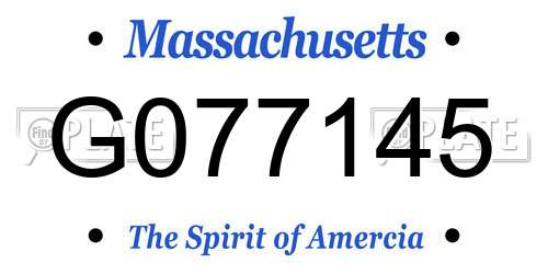 G077145 Massachusetts License Plate